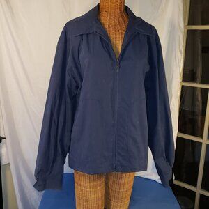 Ladies Vintage "Drizzler" by MCGREGOR Navy Blue Rain Coat w/Plaid Lining - L